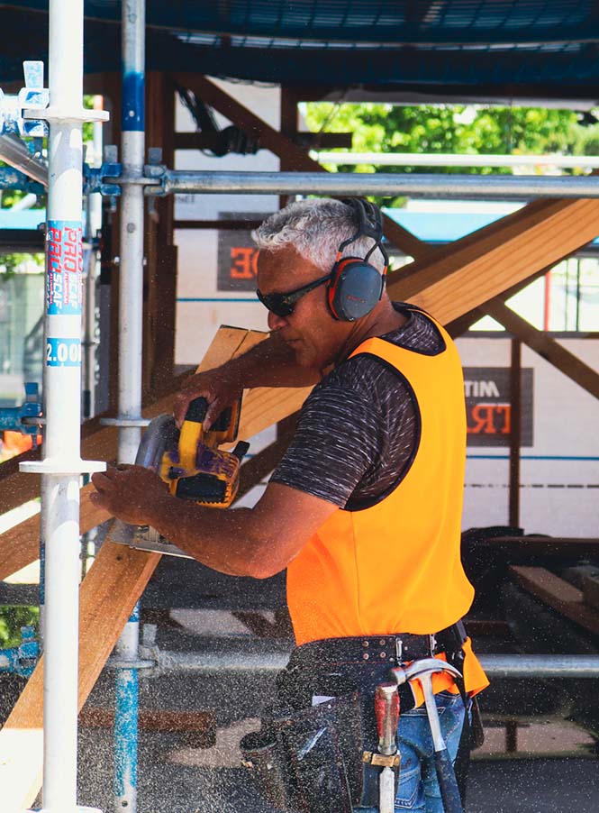 Carpentry work being done on Brewer Street residential construction