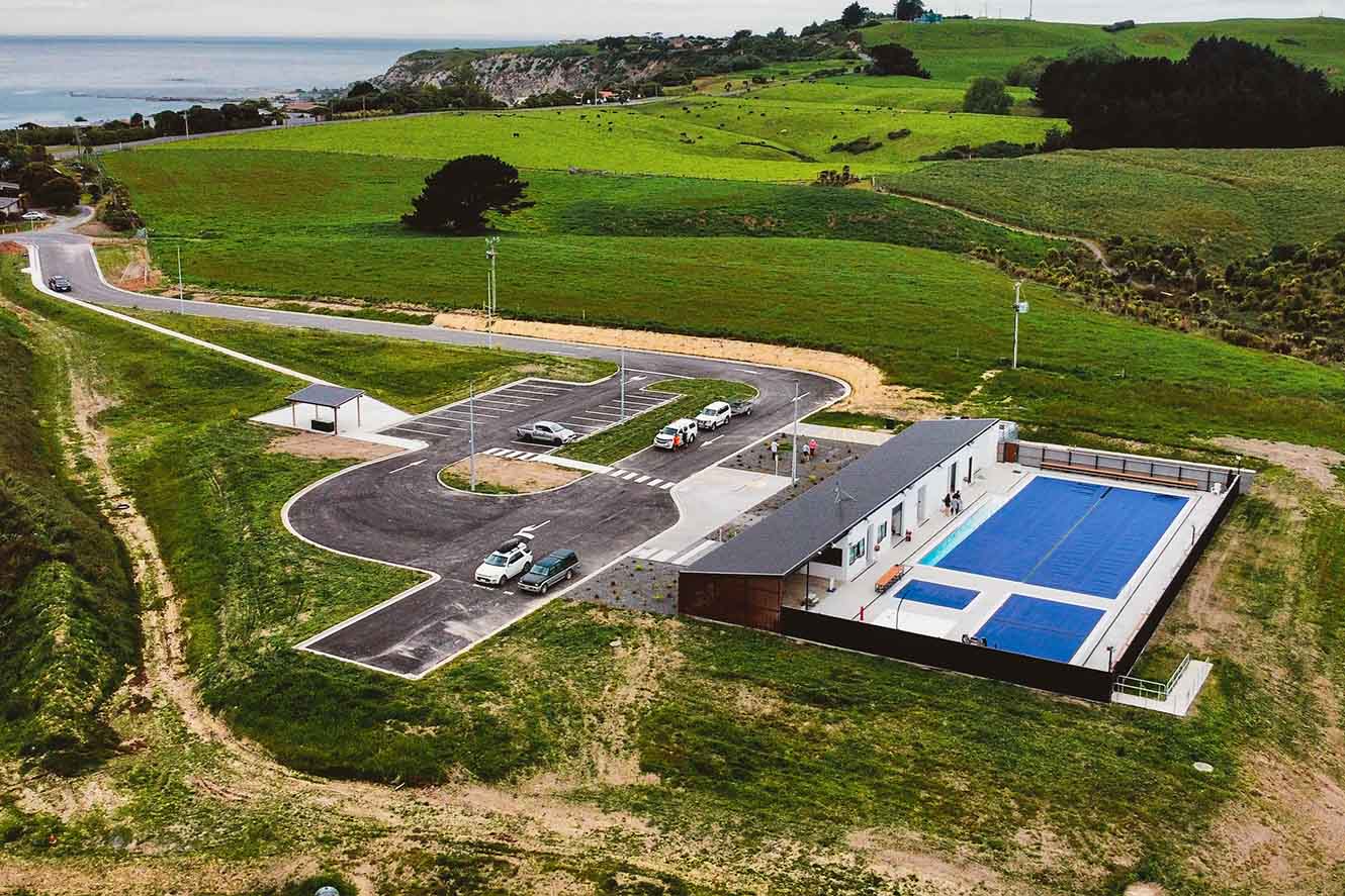 Arial view of Kaikoura Aquatic Centre